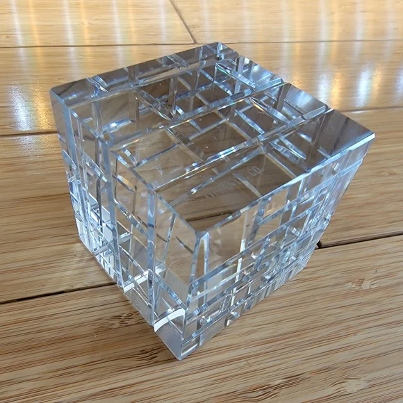 Vintage Tiffany & Co. Glass Crystal Cube Paperweight